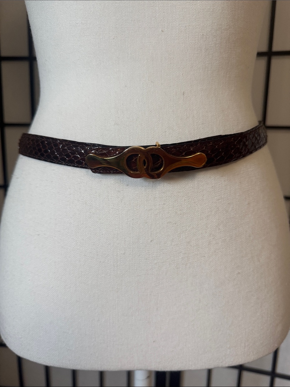 Vintage Made in France Genuine Leather Glazed Snakeskin Belt - Stamped 75/30 EVC